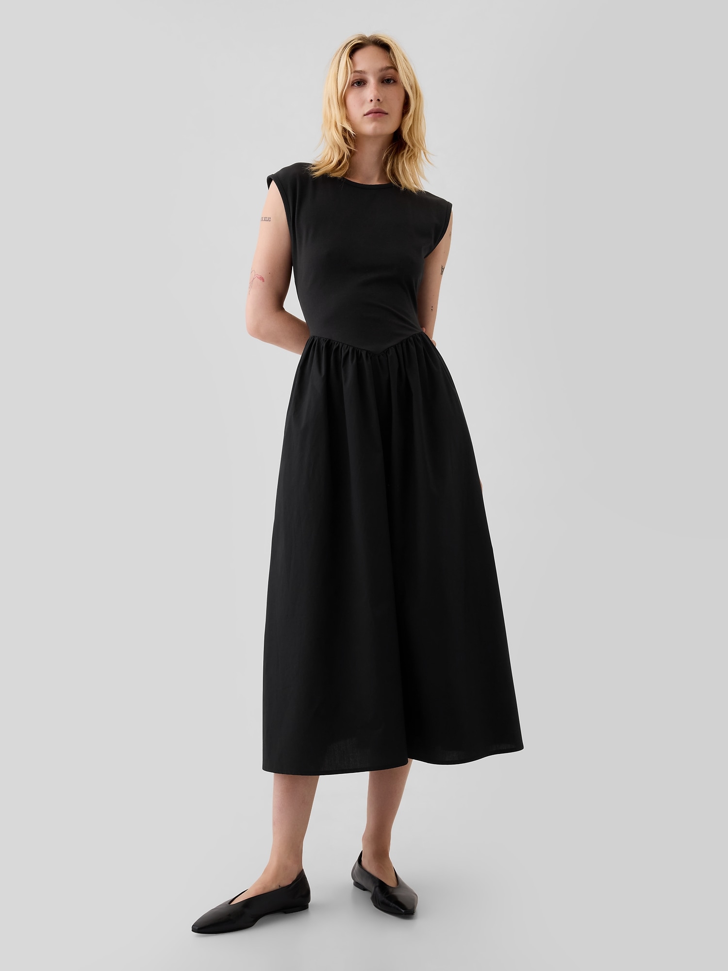 Dropped waist midi dress hot sale