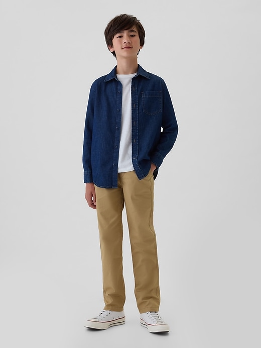 1 of 8 showing, with the color new british khaki of product Kids Pull-On Straight Khakis