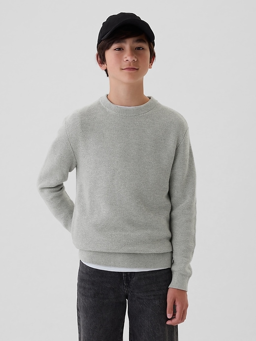 1 of 8 showing, with the color light heather grey of product Kids Textured Sweater