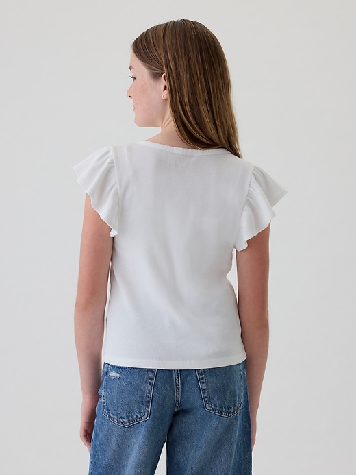 2 of 8 showing, with the color new off white of product Kids Rib Flutter T-Shirt