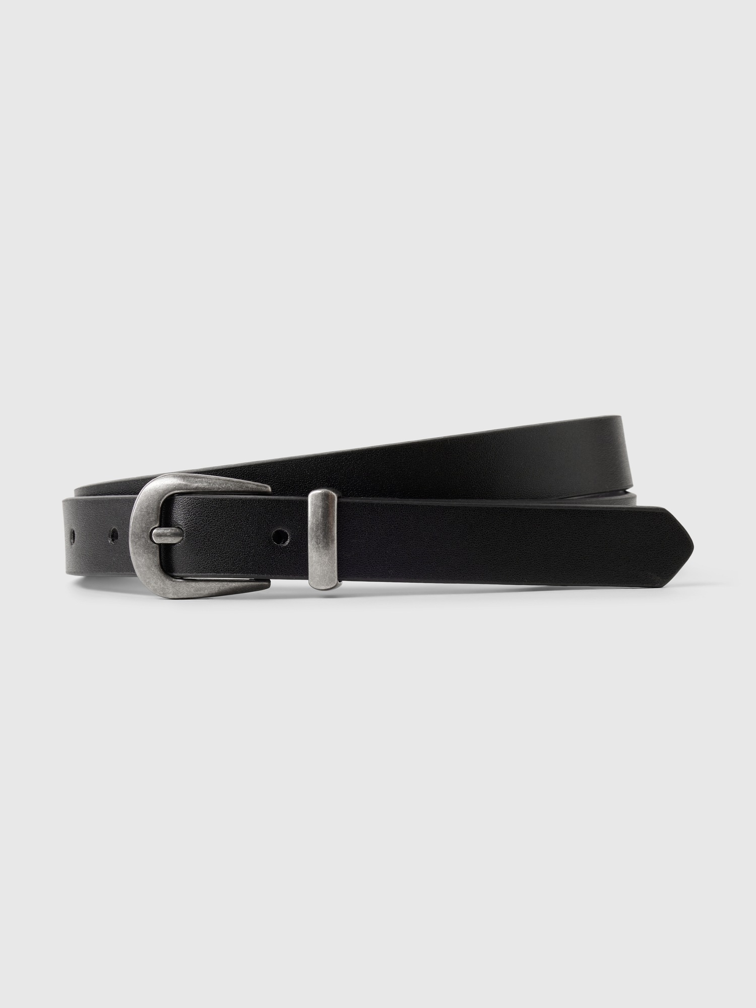 Женский ремень Gap Vegan Leather Thin Western Belt, цвет: Насыщенный чёрный