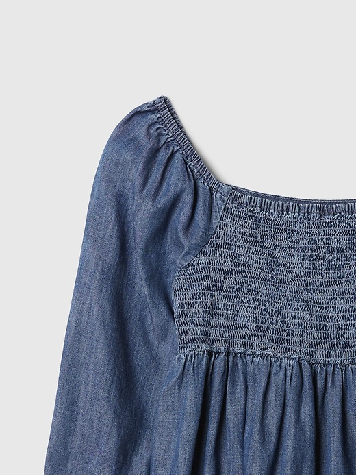 gap puff sleeve denim dress Puff Sleeve Denim Mini Dress with Washwell