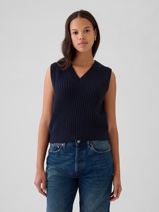 1 of 8 showing, with the color blue indigo of product Sweater Vest