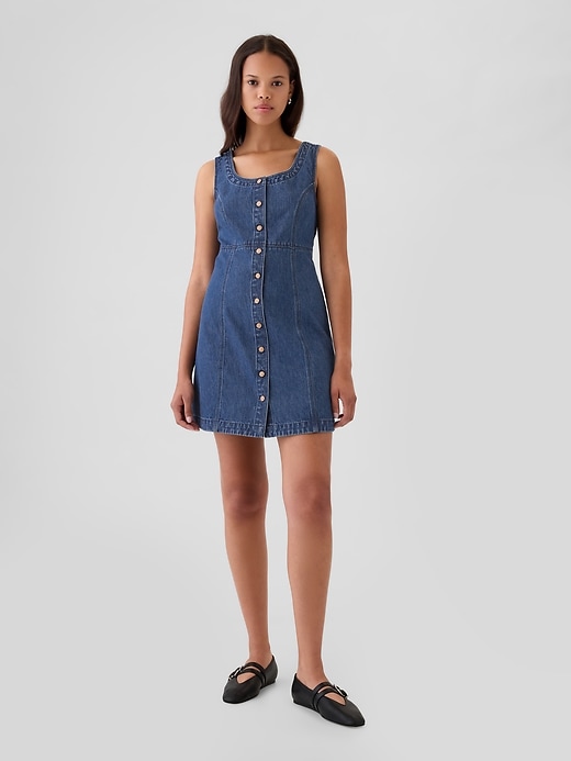 1 of 8 showing, with the color medium wash of product GapHeritage Denim Mini Dress
