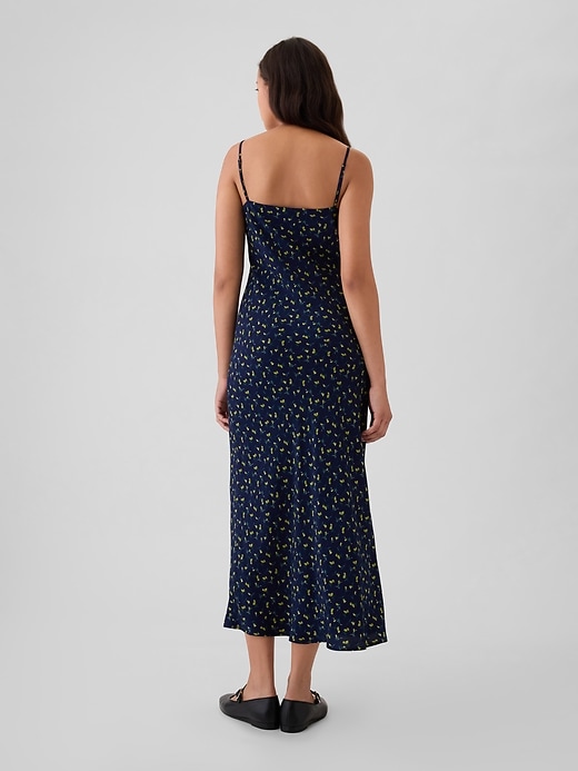2 of 8 showing, with the color navy blue floral of product Pintuck Midi Dress