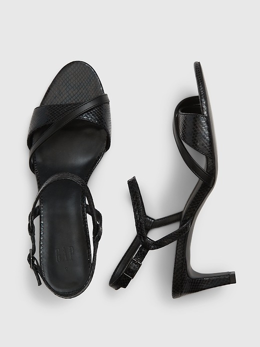 2 of 8 showing, with the color black snake print of product Strappy Heels