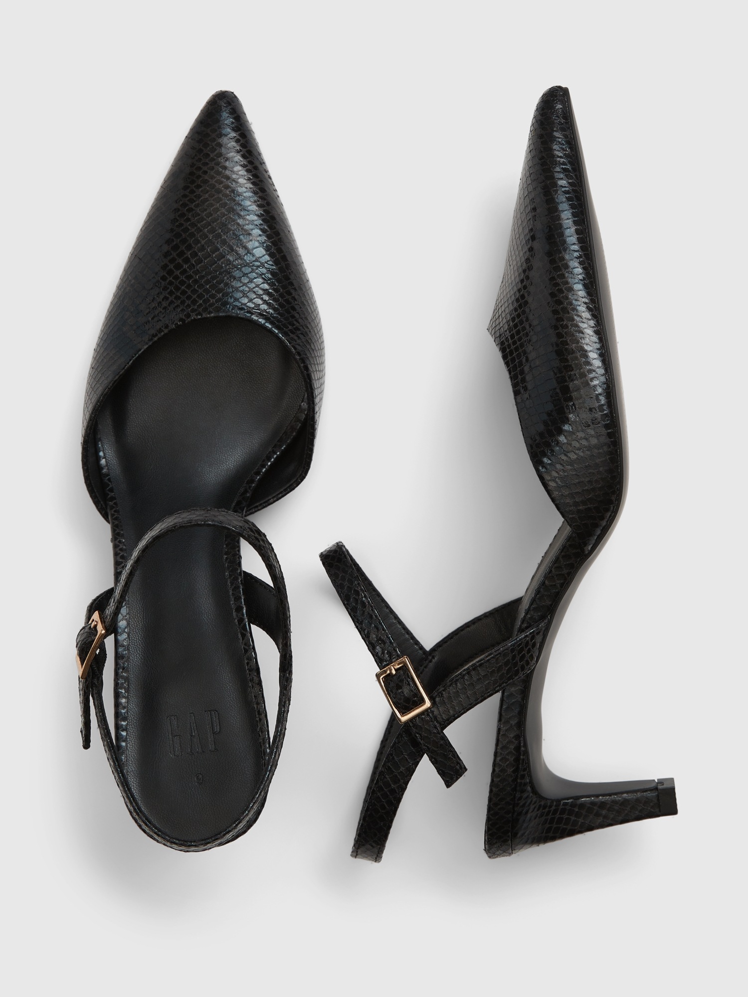 Женские туфли Gap Metallic Pointy Heels, цвет: Чёрный змеиный с принтом — фото 2