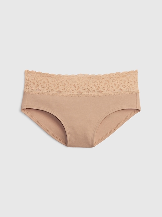 Image number 1 showing, Organic Stretch Cotton Lace-Trim Hipster