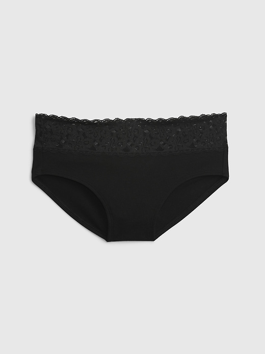 Image number 1 showing, Organic Stretch Cotton Lace-Trim Hipster