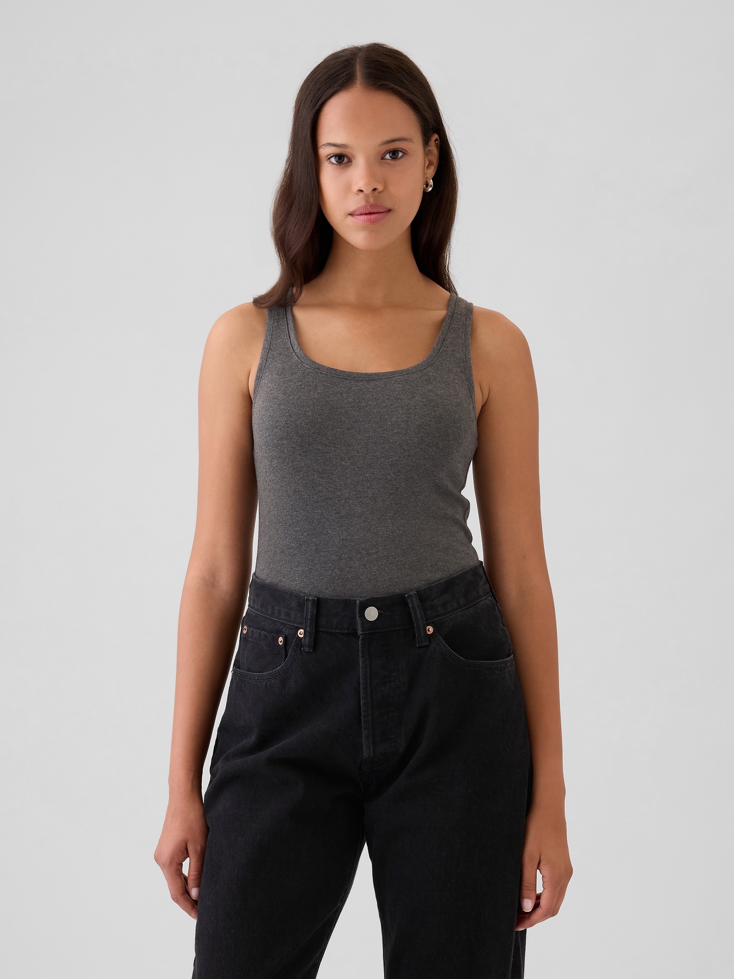 Shop Gap Modern Cropped Tank Top In Charcoal Grey
