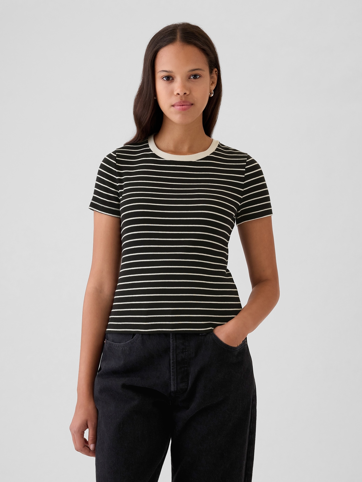 Gap Modern Rib Cropped T-shirt In Blue