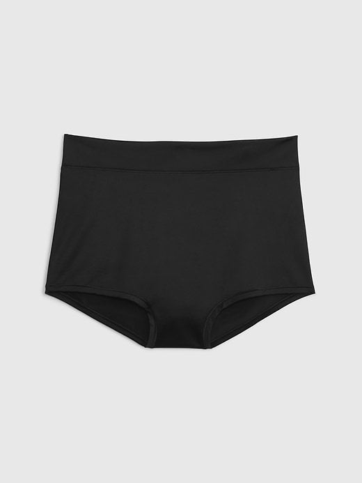 1 of 8 showing, with the color true black of product High Rise Satin Bikini Briefs