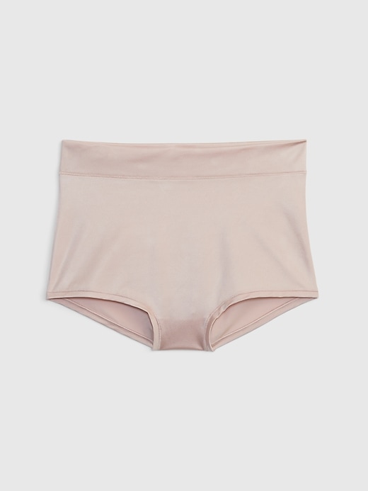 1 of 8 showing, with the color dull rose of product High Rise Satin Bikini Briefs