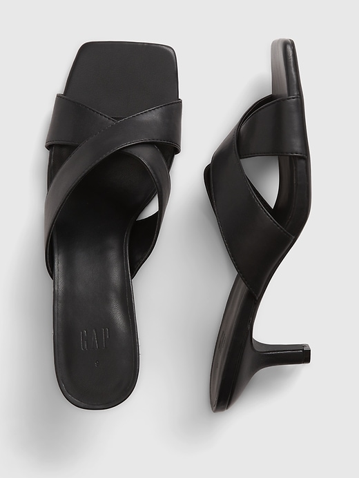 2 of 8 showing, with the color true black of product Cross Strap Kitten Heel Mule