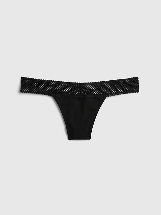 1 of 8 showing, with the color true black of product Lace Thong