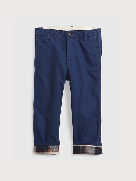 1 of 8 showing, with the color elysian blue of product Toddler Lined Khakis