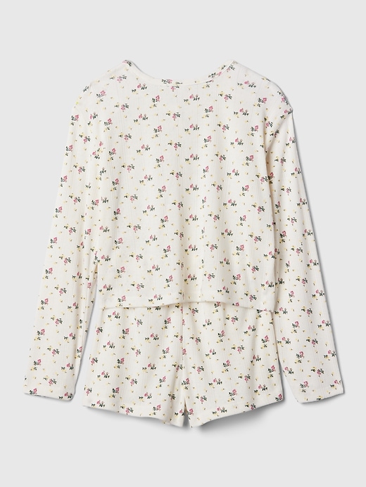 2 of 8 showing, with the color white floral of product Kids Henley PJ Shorts Set
