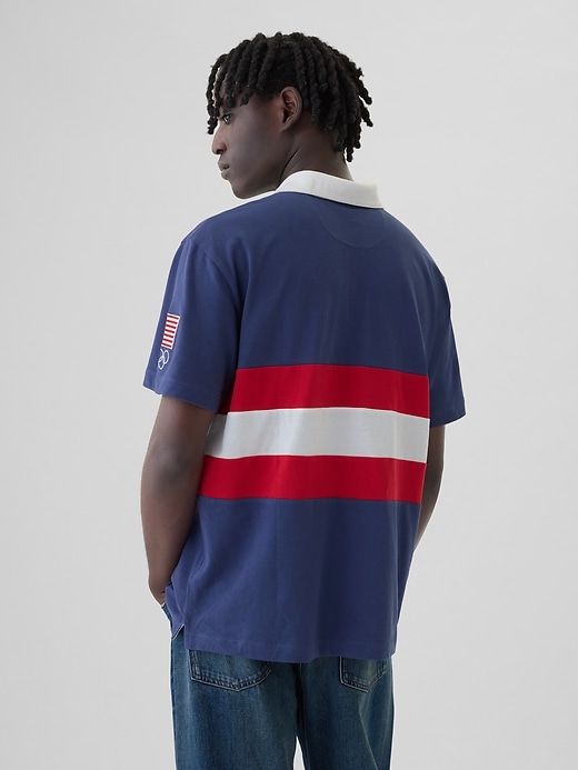 2 of 8 showing, with the color off white stripe of product Team USA Polo Shirt