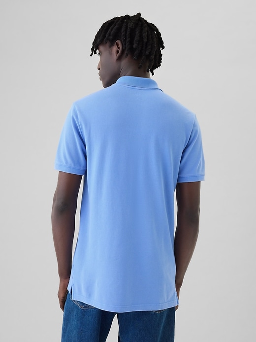 2 of 8 showing, with the color blue of product Washed Pique Polo Shirt