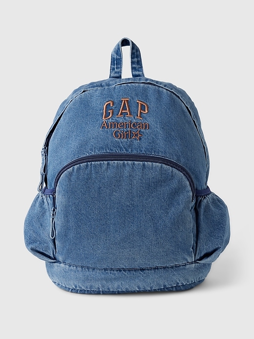 1 of 8 showing, with the color medium wash of product Gap × American Girl Logo Denim Backpack