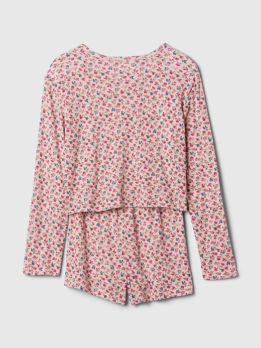 2 of 8 showing, with the color pink floral of product Kids Henley PJ Shorts Set