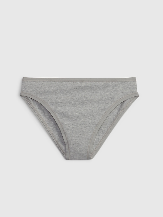 1 of 8 showing, with the color light heather grey of product Organic Stretch Cotton Mid Rise Bikini Brief