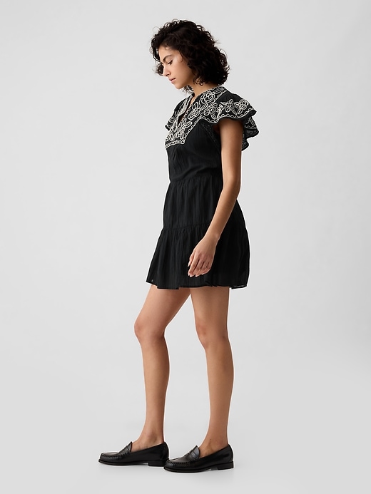 Crinkle Gauze Embroidered Mini Dress | Gap