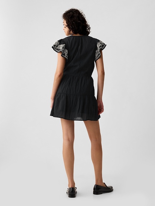 Crinkle Gauze Embroidered Mini Dress Crinkle Gauze Embroidered Mini Dress