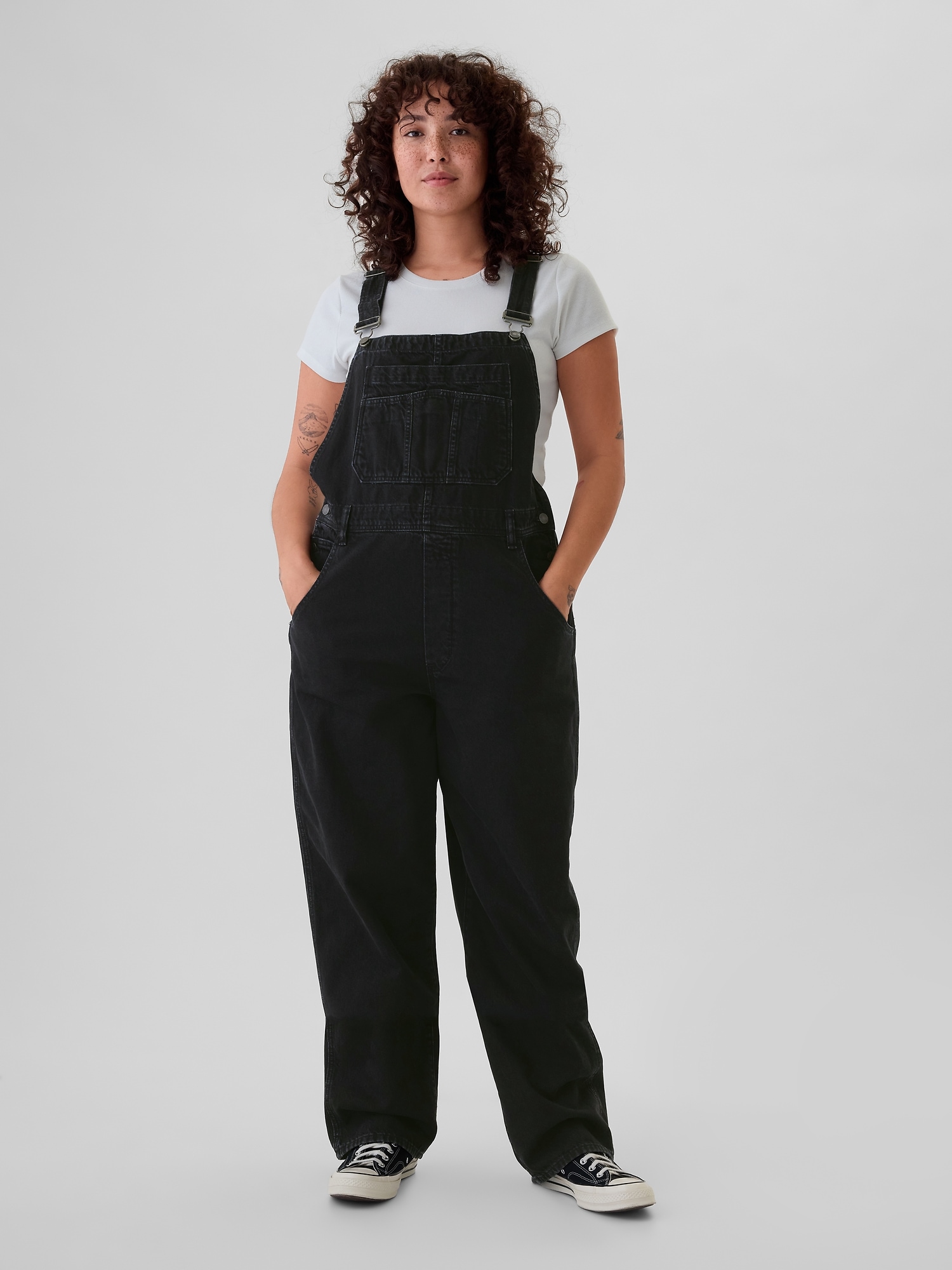 Black loose overalls hotsell