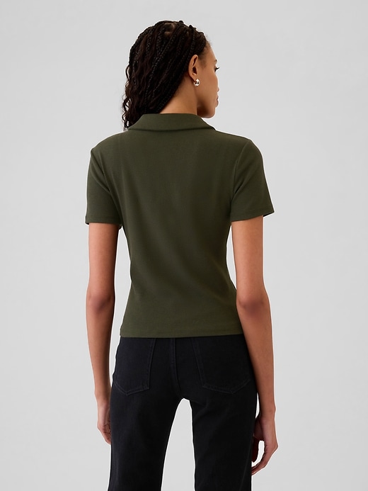 2 of 8 showing, with the color mistletoe green of product Modern Rib Button Polo Shirt
