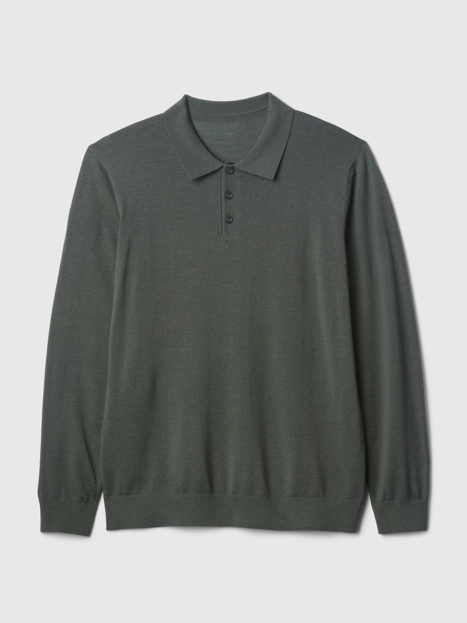 Мужской свитер Gap Merino Polo Sweater, цвет: Вечнозелёный — фото 5