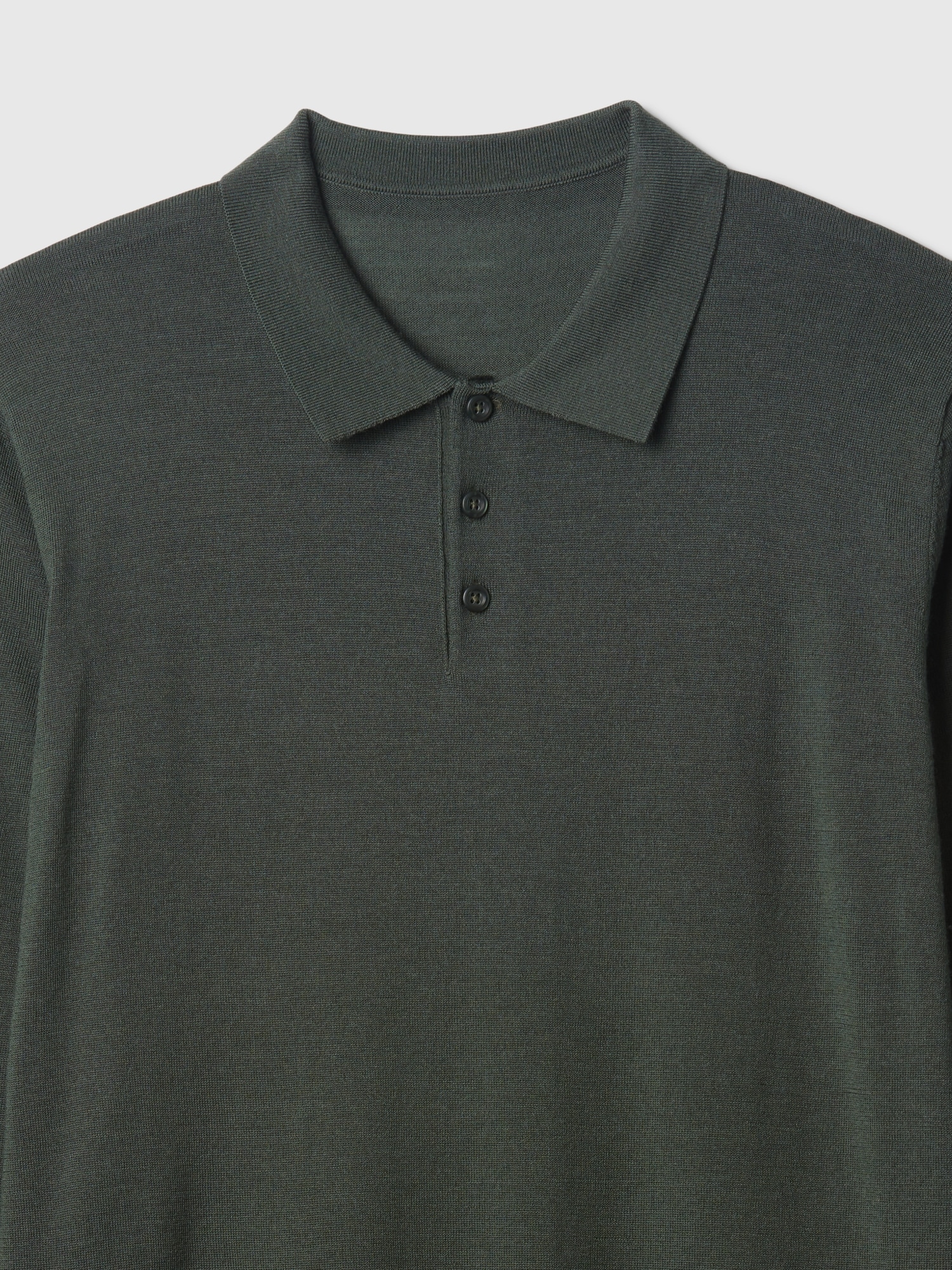 Мужской свитер Gap Merino Polo Sweater, цвет: Вечнозелёный — фото 4