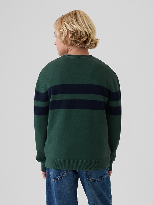 2 of 8 showing, with the color moores green of product Kids Striped Sweater