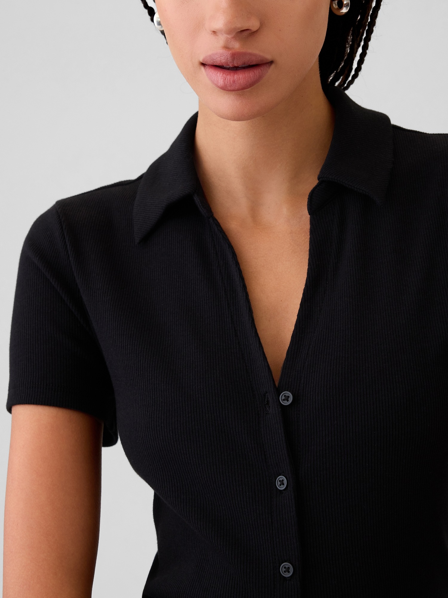 Modern Rib Button Polo Shirt | Gap