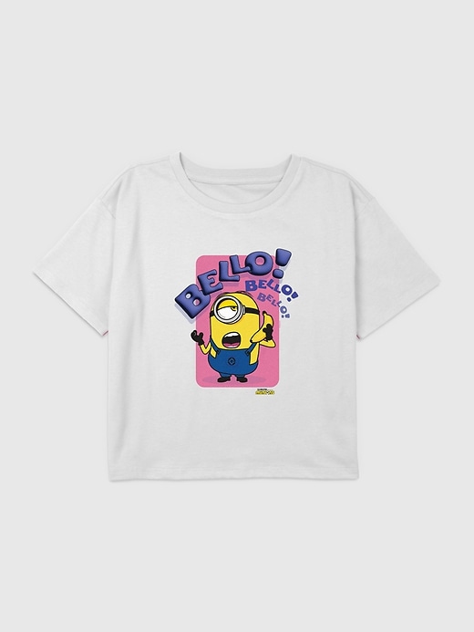 1 of 8 showing, with the color WHITE of product Toddler Minions Bello Graphic Tee