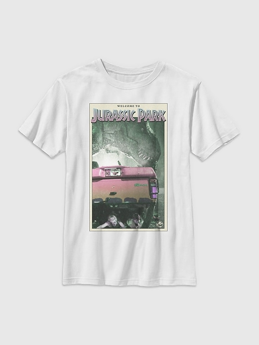 1 of 8 showing, with the color WHITE of product Kids Jurassic Park Vintage Graphic Tee