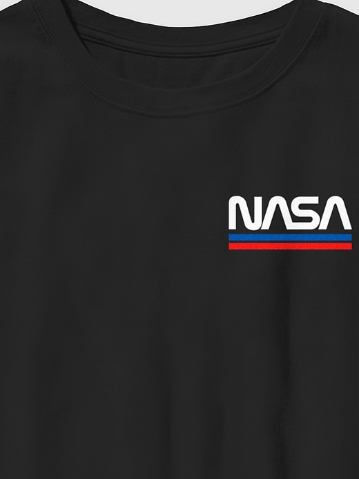 2 of 8 showing, with the color BLACK of product Kids NASA Embroidered Logo Graphic Tee