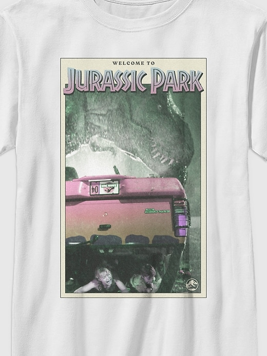 2 of 8 showing, with the color WHITE of product Kids Jurassic Park Vintage Graphic Tee