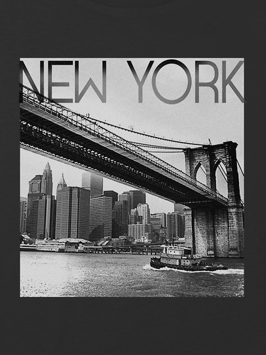 Image number 2 showing, Kids New York Bridge Graphic Boxy Crop Tee