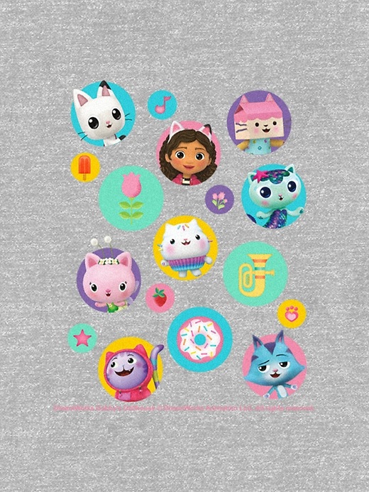 2 of 8 showing, with the color Grey of product Toddler Gabbys Dollhouse Cats Graphic Tee