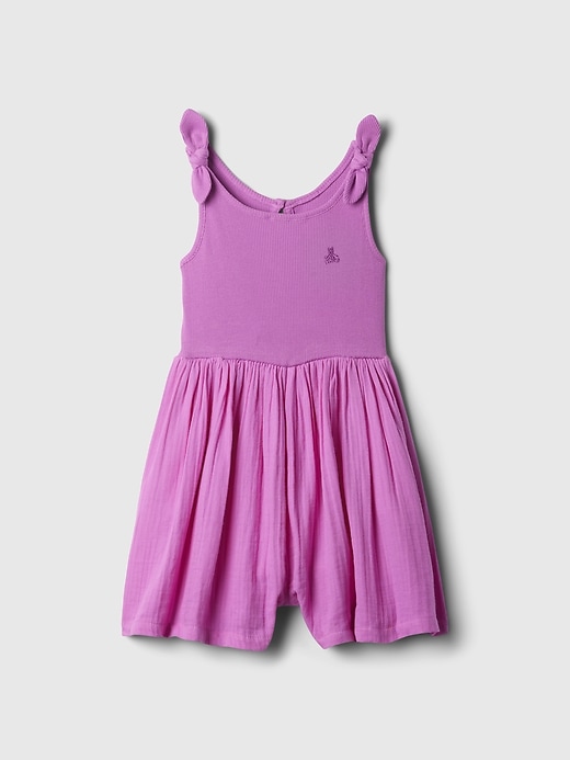 1 of 8 showing, with the color budding lilac of product babyGap Crinkle Gauze Romper