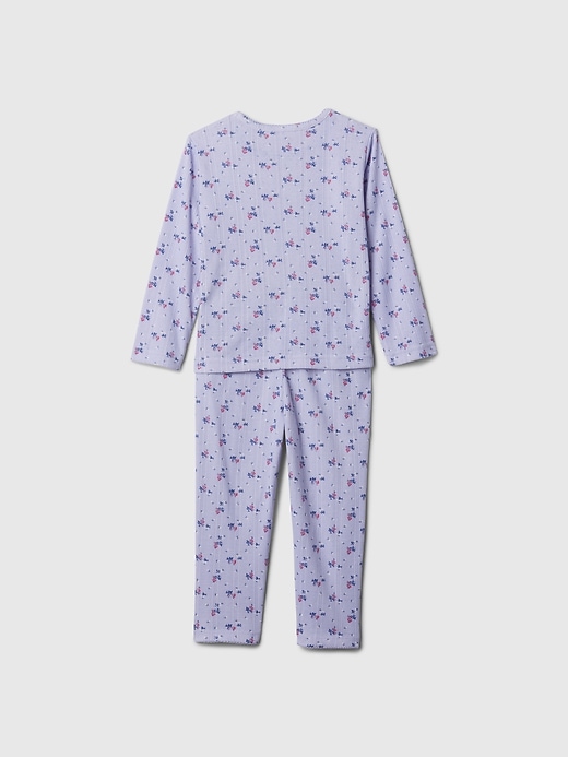 2 of 8 showing, with the color light blue floral of product Baby & Toddler Recycled Pointelle PJ Set