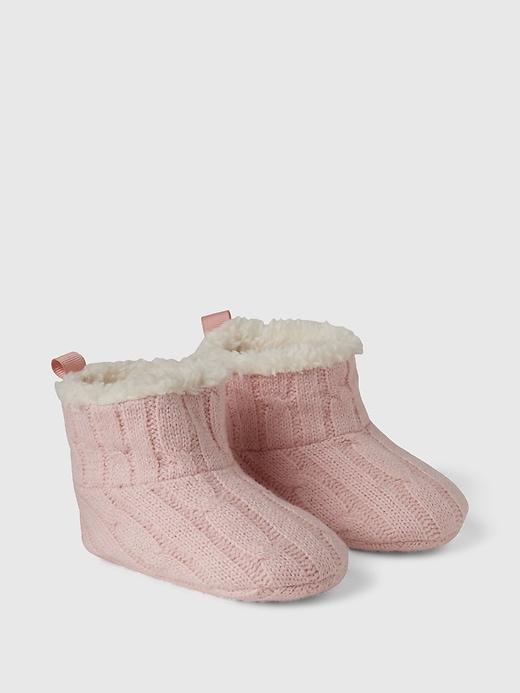 2 of 8 showing, with the color primitive pink of product Baby CashSoft Cozy Sweater Booties
