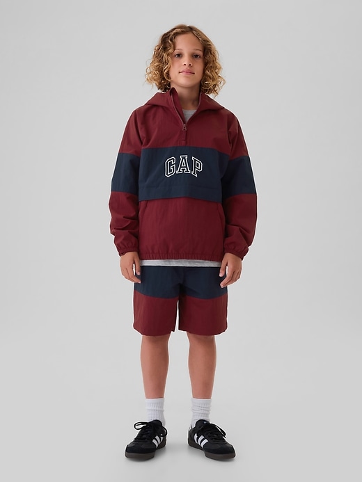 1 of 8 showing, with the color red delicious of product Kids Recycled Nylon Shorts