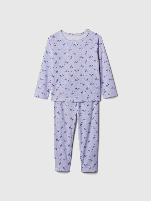 1 of 8 showing, with the color light blue floral of product Baby & Toddler Recycled Pointelle PJ Set