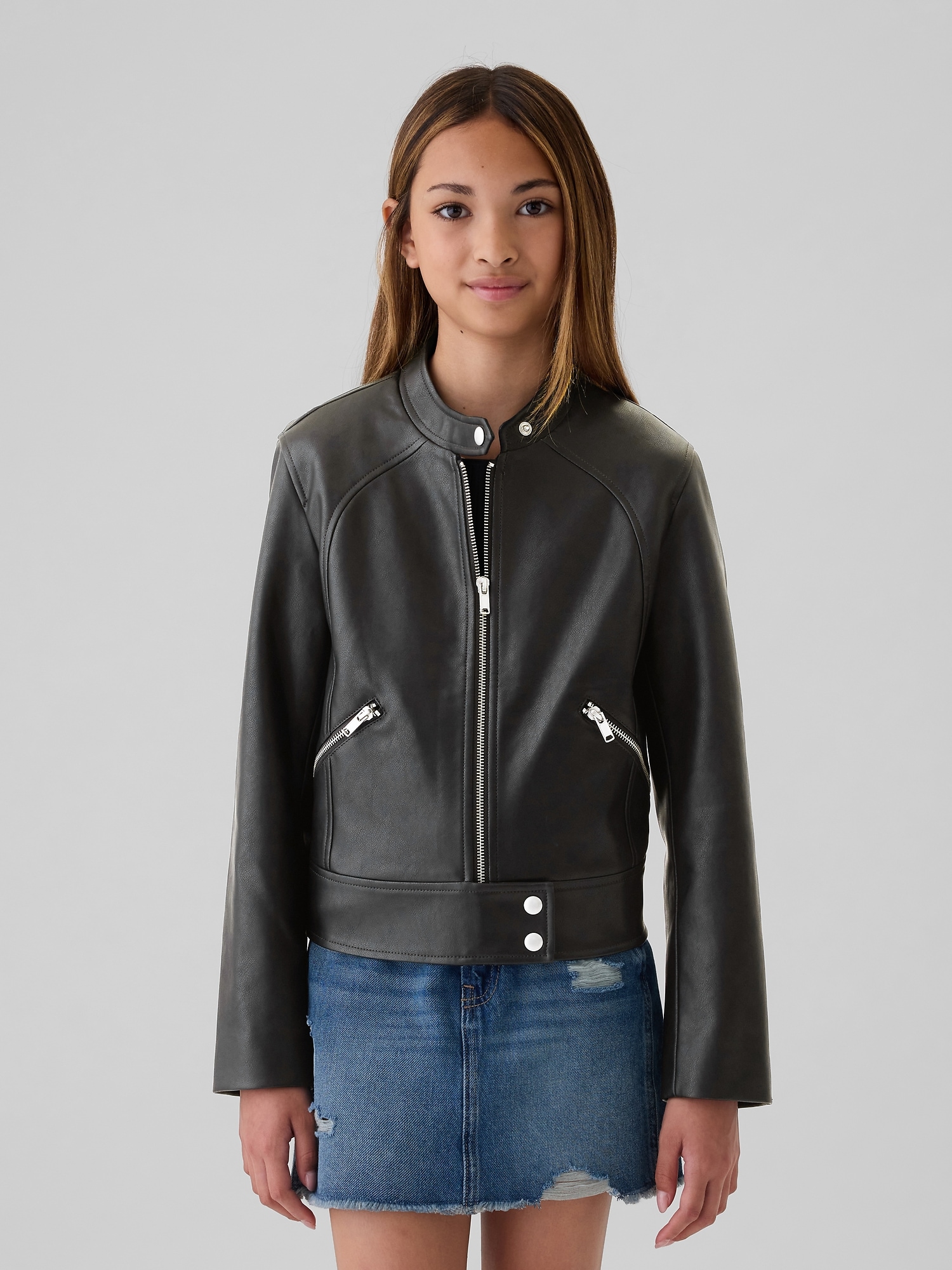 Kids Vegan Leather Moto Jacket Gap