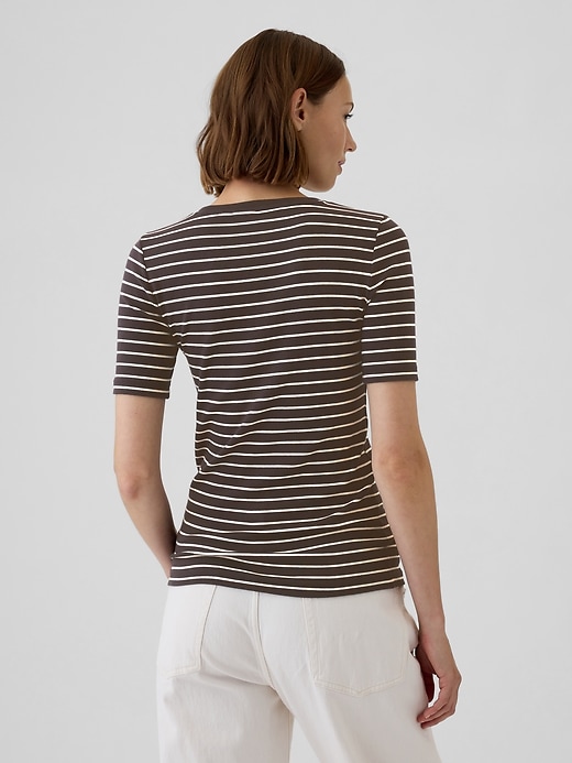 2 of 8 showing, with the color brown and white stripe of product Modern Crewneck T-Shirt