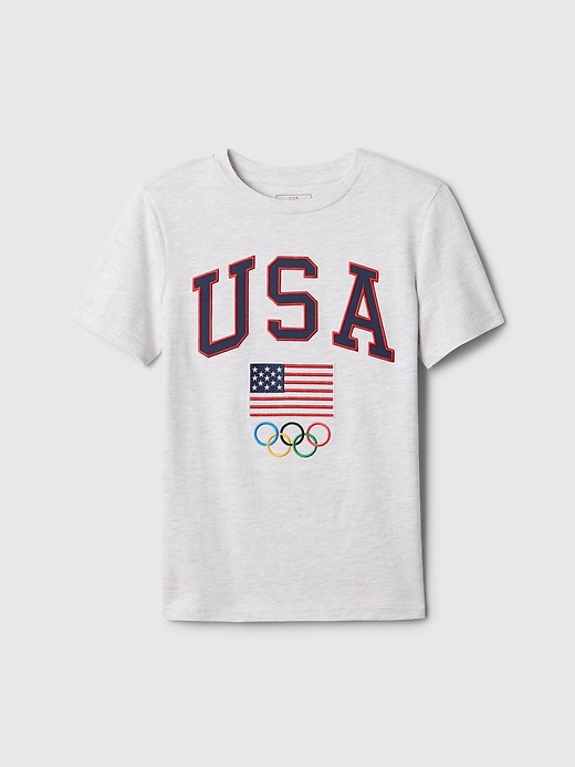 1 of 8 showing, with the color light heather grey of product Kids Team USA Graphic T-Shirt