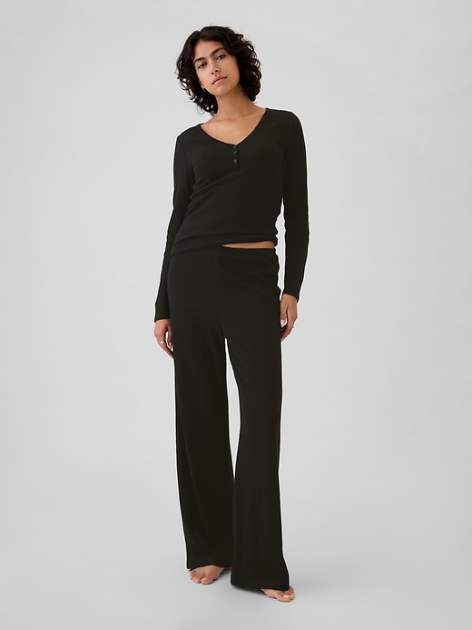 1 of 8 showing, with the color true black of product Pointelle PJ Pants