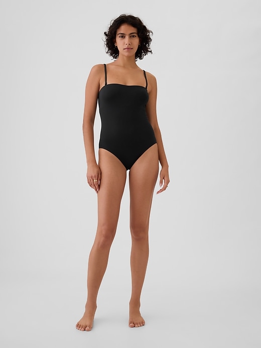 1 of 8 showing, with the color true black of product Strapless Swimsuit
